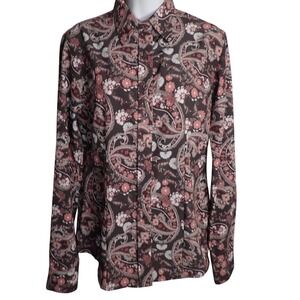 Royal Highness Equestrian Womens Paisley Floral Button Down Shirt Small Rodeo
